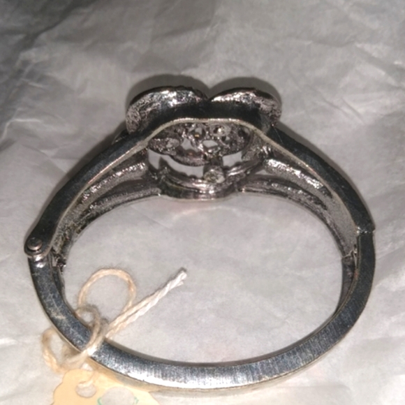 Purple Diamante Crystal Flower Cuff Bangle - Picture 8 of 13